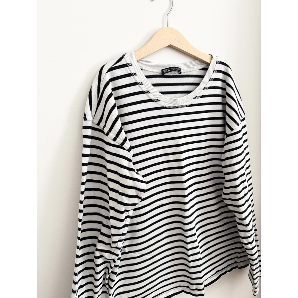 ZARA Women Striped Long Sleeve Light Sweatshirt Casual Classic Style Size M - Picture 2 of 5